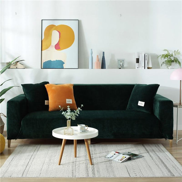 ﻿GoodFIT Sofa Cover - Single Seater - Green-Velvet - Happee Shoppee