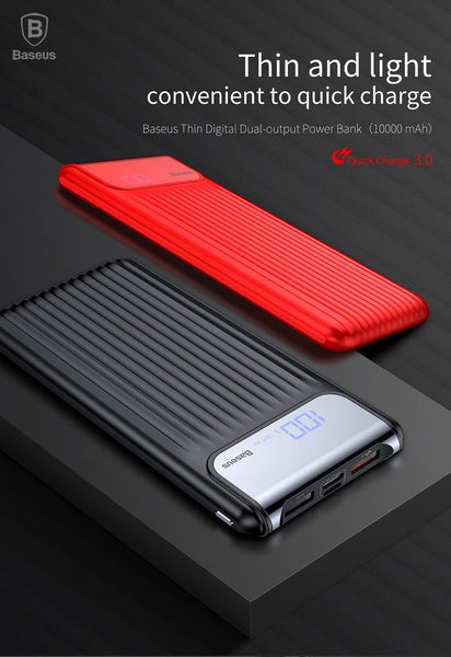 ﻿Baseus 10000mAh Quick Charge 3.0 Powerbank - Black - - Happee Shoppee