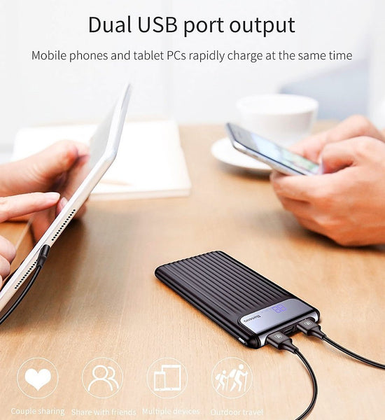 ﻿Baseus 10000mAh Quick Charge 3.0 Powerbank - Black - - Happee Shoppee