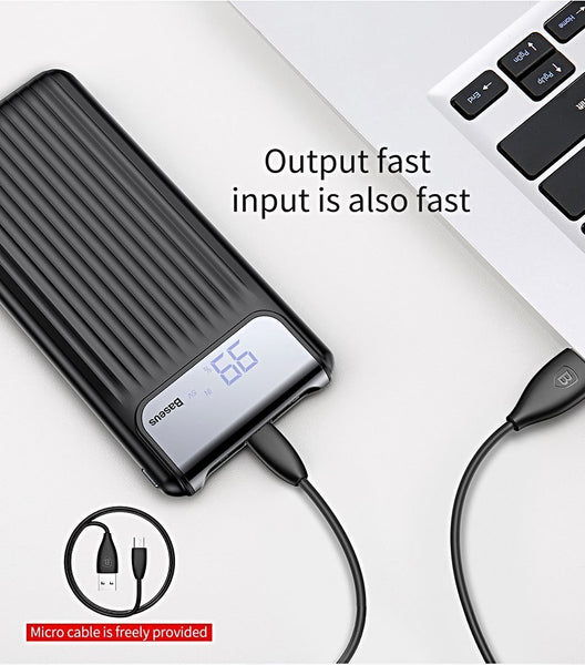 ﻿Baseus 10000mAh Quick Charge 3.0 Powerbank - Black - - Happee Shoppee