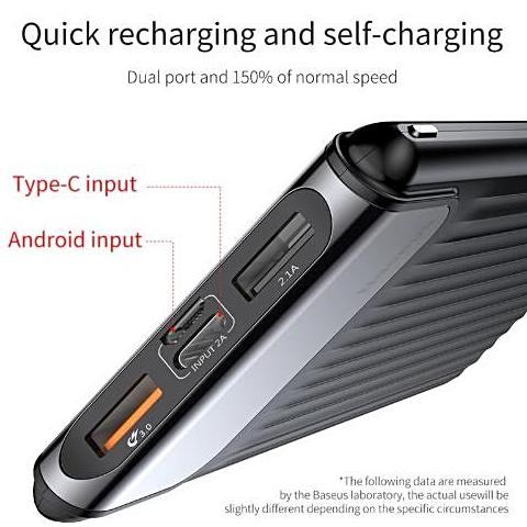﻿Baseus 10000mAh Quick Charge 3.0 Powerbank - Black - - Happee Shoppee
