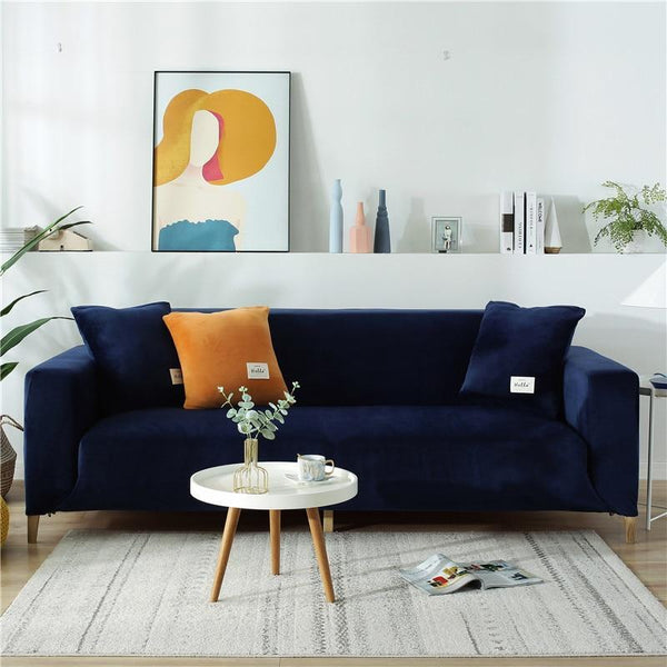 ﻿GoodFIT Sofa Cover - Single Seater - Navy Blue-Velvet - Happee Shoppee