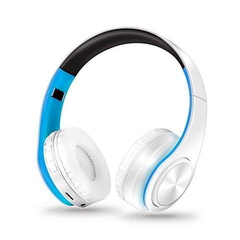 ﻿Wireless Bluetooth Headphones - White Blue - - Happee Shoppee