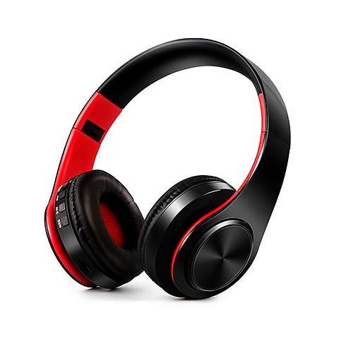 ﻿Wireless Bluetooth Headphones - Black Red - - Happee Shoppee
