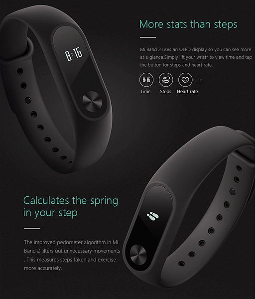 ﻿Xiaomi Mi Band 2 Fitness Tracker - Black - - Happee Shoppee